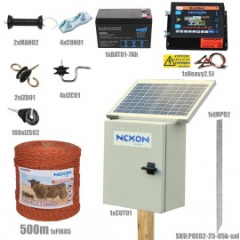 Pachet gard electric NEXON HeavyShock PRO 2.5 J 12V +Solar, Professional 500m 5 lite ~ 150 kg
