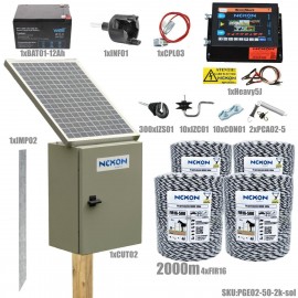 Pachet gard electric NEXON HeavyShock PRO 5.0 J 12V +Solar, 2000m 6 lite 130kg